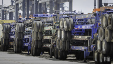 Container chassis stacked in Houston