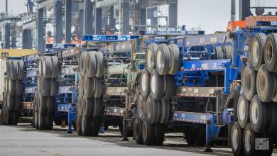 Container chassis stacked in Houston