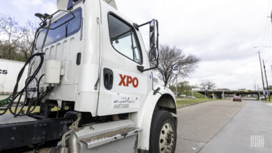 An XPO truck on the road