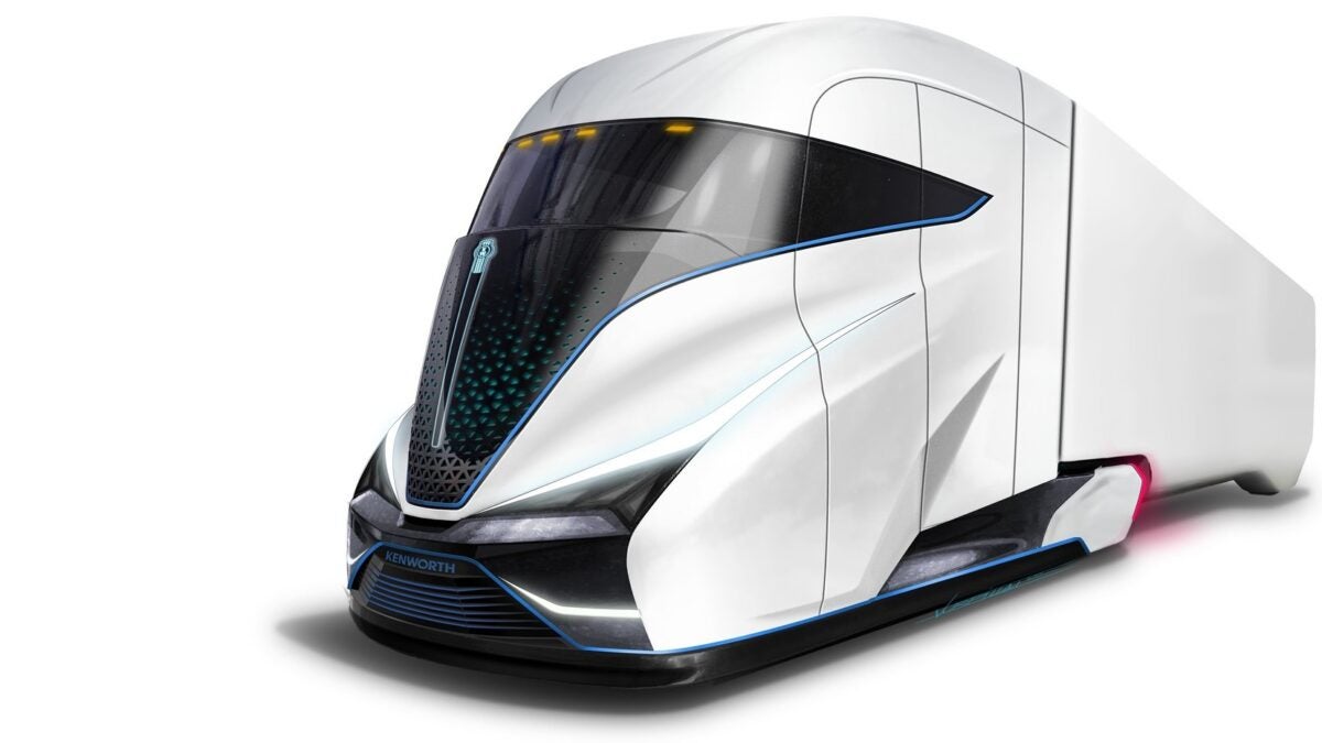 Kenworth's mockup of its SuperTruck III prototype planned for 2027.