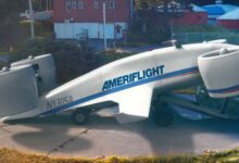 Sideview of a large drone with Ameriflight painted on the body.