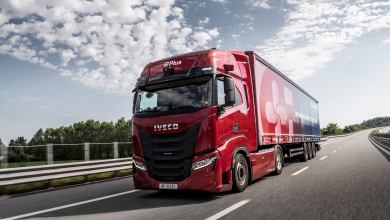 Red Iveco S-Way truck