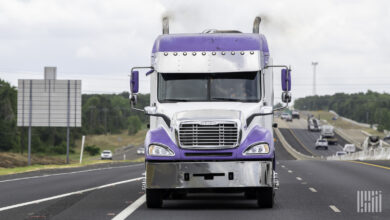 Truck emitting exhaust