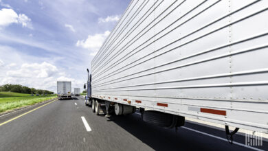 Tractor-trailers on a highway