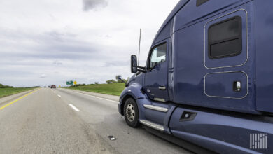 Truck cab on highway