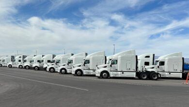 Row of TuSimple trucks in Tucson, Arizona