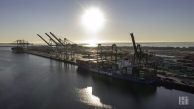 a photo of ships at the port of Houston; hopes are fading for container shipping peak season