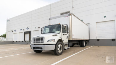 A white final-mile delivery truck at a Prologis facility