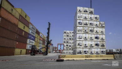 Refrigerated containers at a port