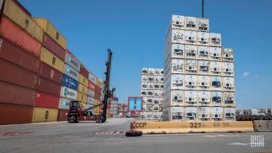 Refrigerated containers at a port