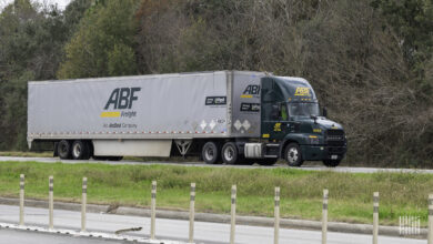 An ABF Freight tractor-trailer on the highway