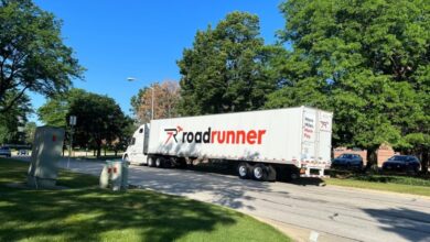 A Roadrunner tractor-trailer on a side road