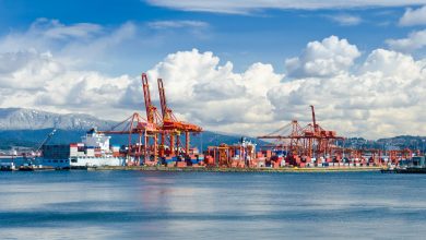 a photo of container operations off Vancouver; ports strike is over