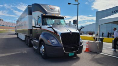 Navistar International LT with S13 powertrain on track in Las Vegas in August 2022