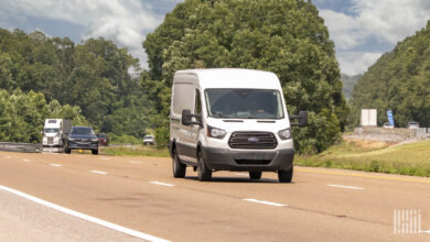A sprinter van on a highway