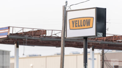 A Yellow sign at a terminal in Houston
