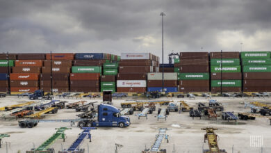 containers and chassis at the Port of Houston