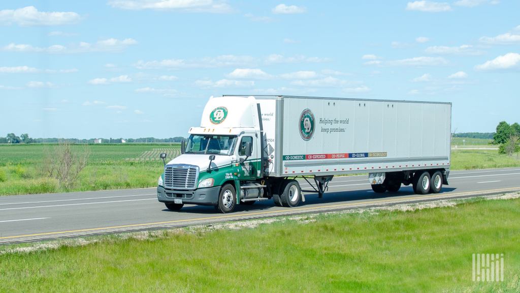 An Old Dominion tractor-trailer on a highway