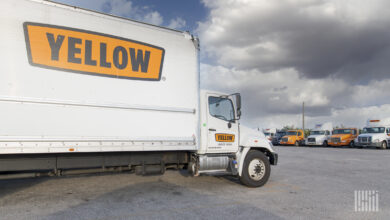 Parked Yellow trucks