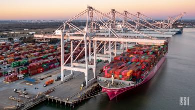 photo of a container shipping vessel
