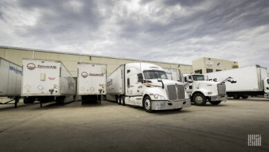 Forward Air trailers loading at a warehouse