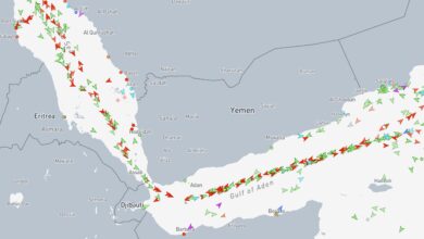 map of ship traffic in Red Sea