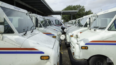 U.S. Postal Service delivery trucks