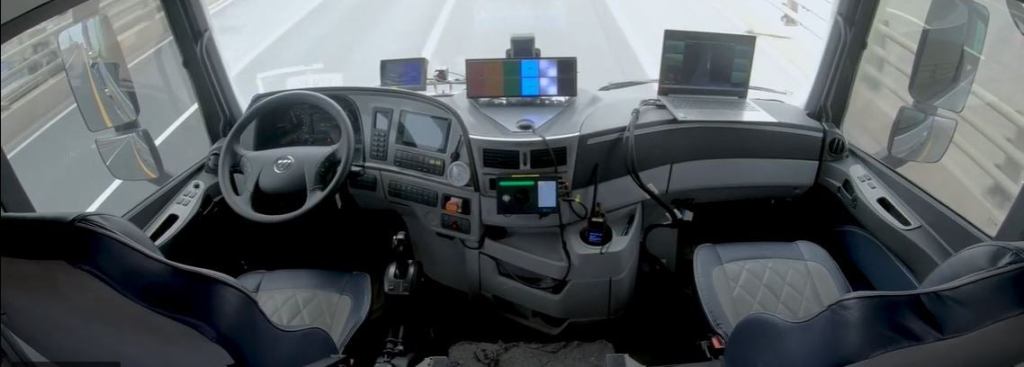Interior of TuSimple driverless truck in China