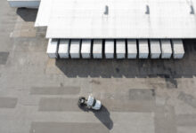 A cross-dock terminal in Houston is viewed from above.