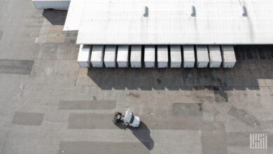 A cross-dock terminal in Houston is viewed from above.