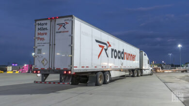 A Roadrunner rig at a truckstop