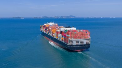 a photo of a container ship