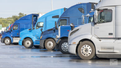 Trucks in parking lot