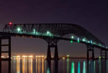 The Francis Scott Key Bridge at night. (Photo: Shutterstock)