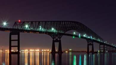 The Francis Scott Key Bridge at night. (Photo: Shutterstock)