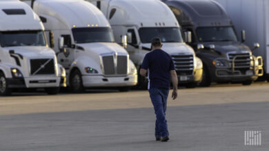 Truck driver in parking lot