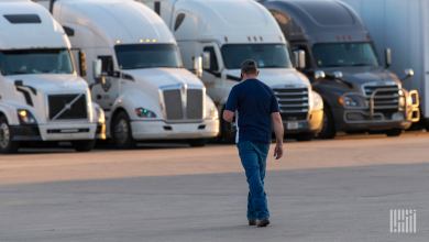 Truck driver in parking lot