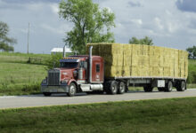 Truck hauling hay