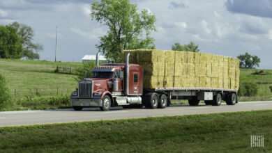 Truck hauling hay