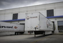 Two Forward Air trailers at a terminal