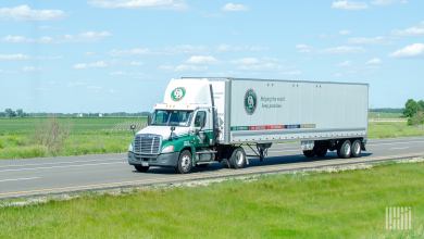 An Old Dominion tractor-trailer on a highway