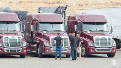 truck drivers in parking lot