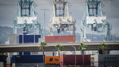 Containers and cranes at Port of Los Angeles