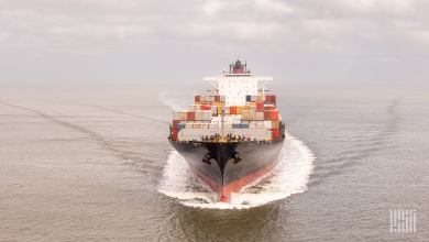 Container ship at sea