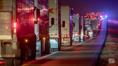 Truck traffic at night