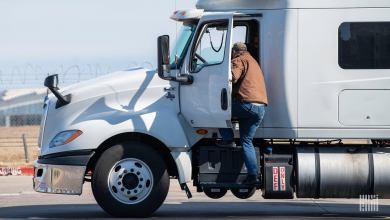driver getting into truck