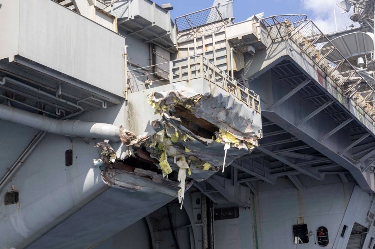 US aircraft carrier, merchant ship collide in Mediterranean