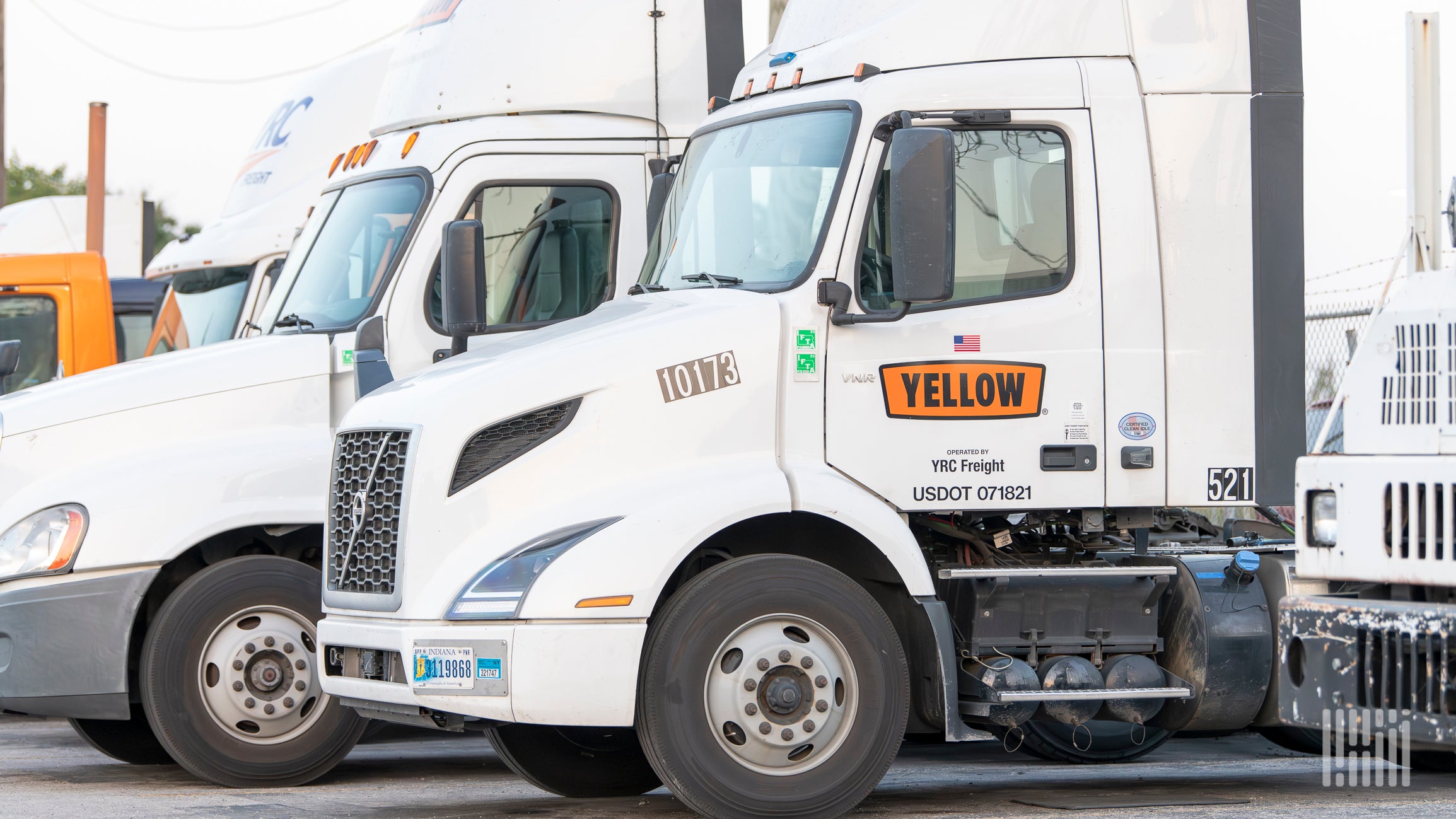 Yellow Corp. trucks parked at a terminal