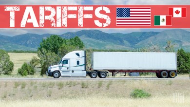 Trucks with US, Canada, Mexico flag