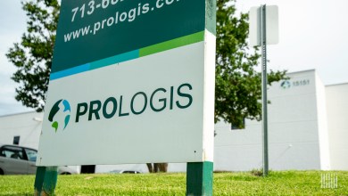 A Prologis sign in front of a warehouse